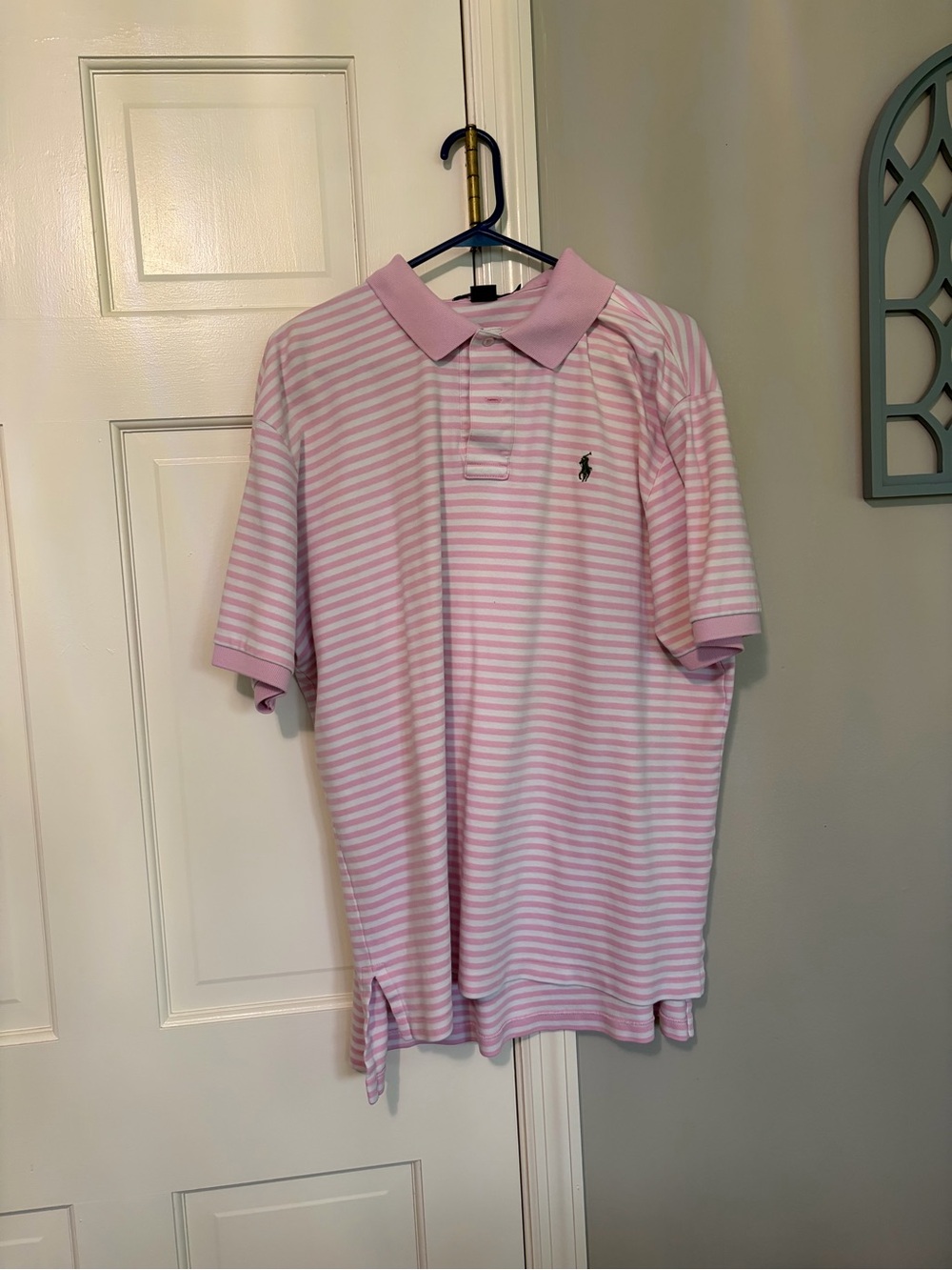Ralph Lauren Light Pink and White Striped Polo Shirt